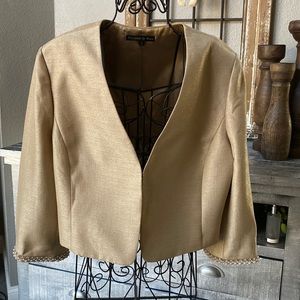 Cropped gold shimmer jacket with pearls and Rhinestone XL